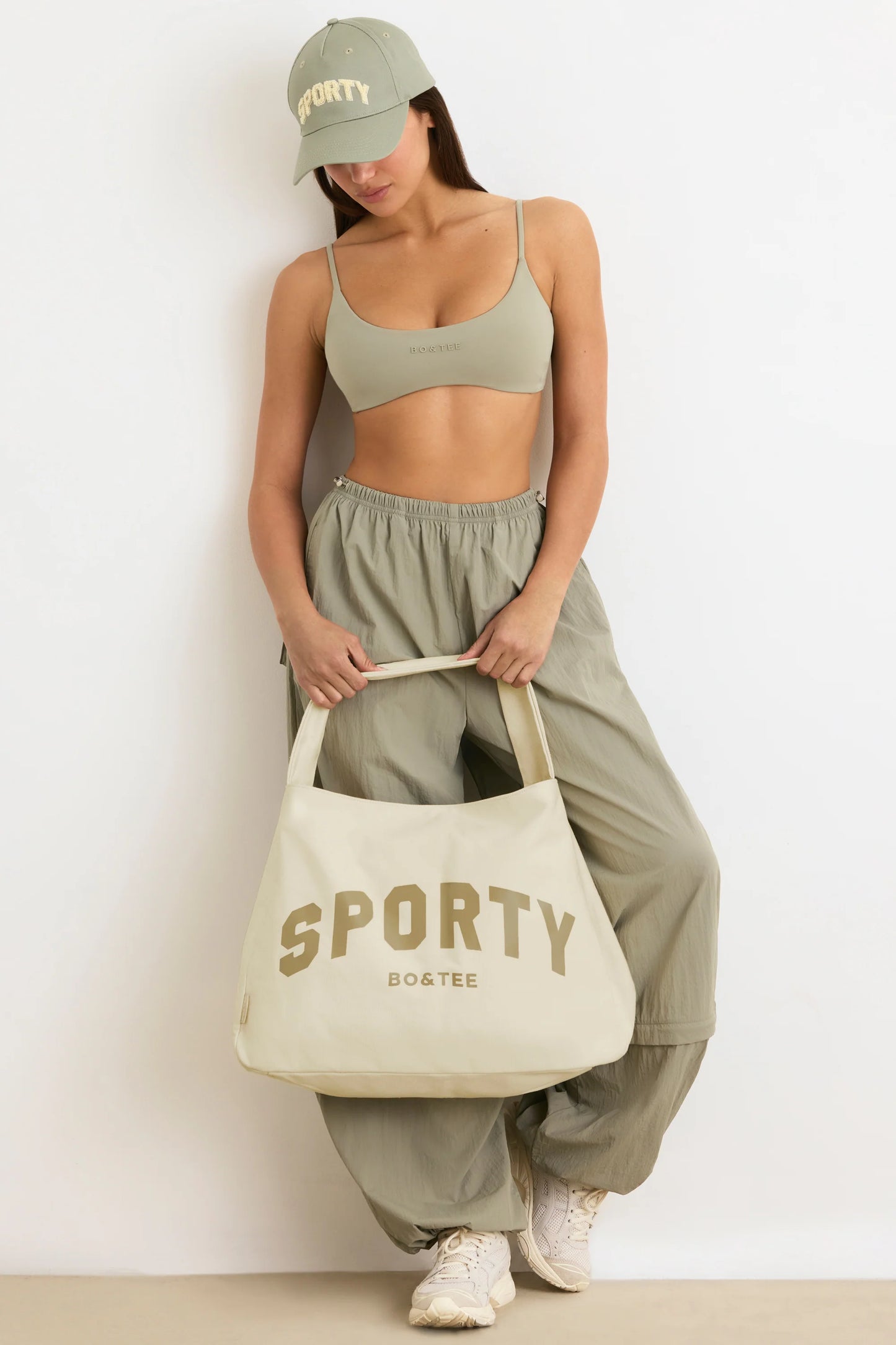 Sporty Oversized Tote Bag in Bone