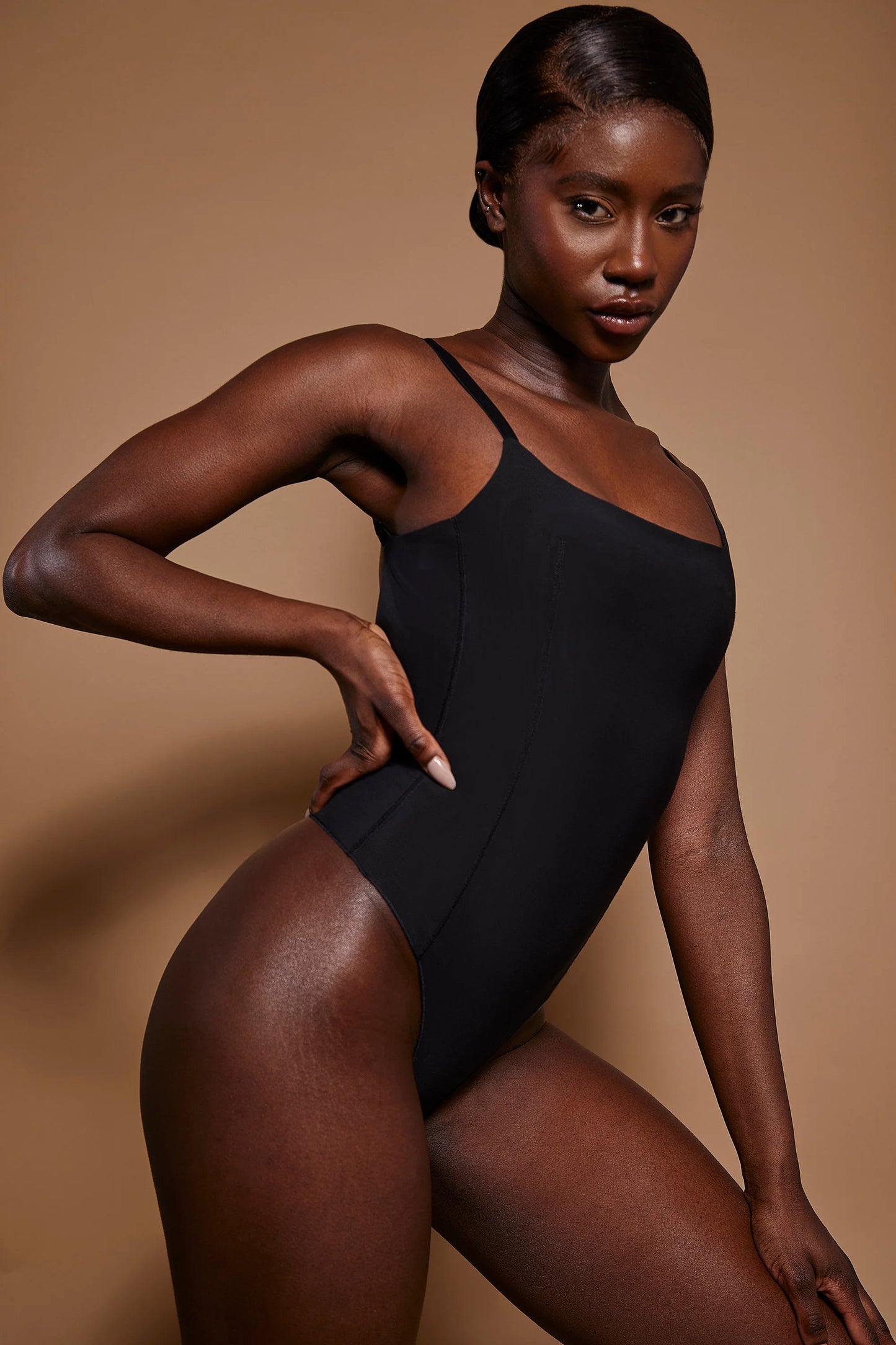 Soft Mesh Bodysuit in Black