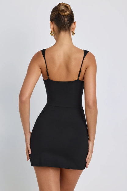 Modal Sweetheart Neckline A-Line Mini Dress in Black