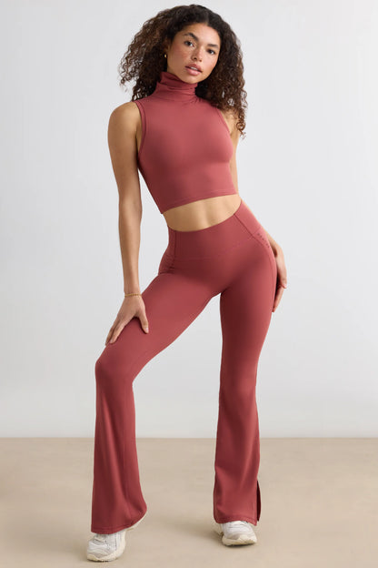 Soft Active Flared Trousers in Rust