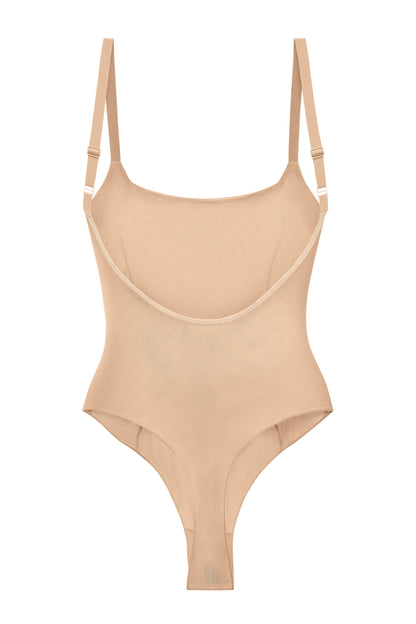 Soft Mesh Bodysuit in Beige